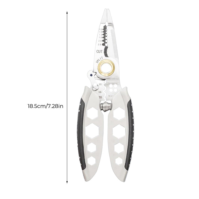 Reliable wire stripper/crimping tool for electricians, a robust hand tool for all electrical and DIY needs.