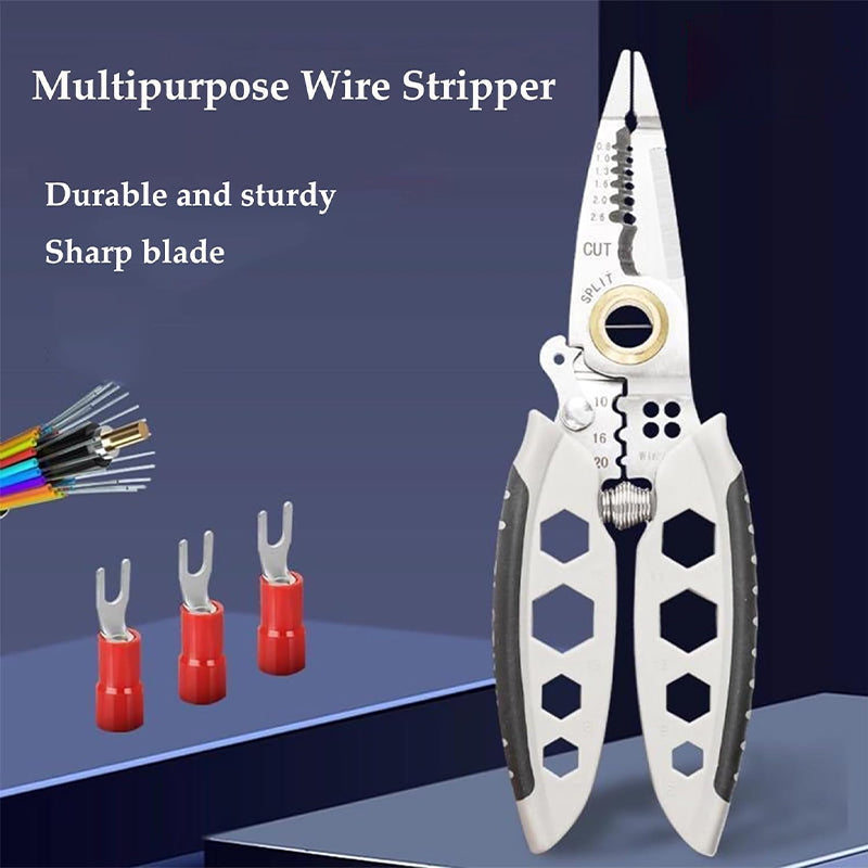 Close-up of the professional wire stripper multi-tool's comfort grip handle and spring action for ease of use.