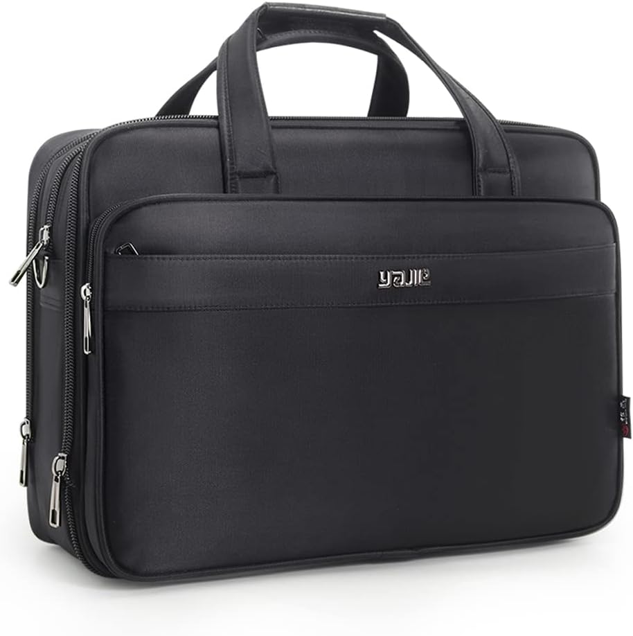 Professional men's canvas laptop briefcase, ideal for business and office, with ample space for essentials.
