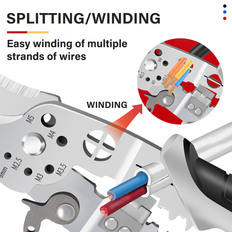 Professional multi-function elbow wire stripper with ergonomic handle for electrical work and DIY projects.