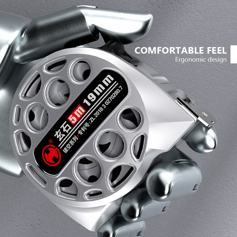 Retractable metric measuring tape with a strong belt clip feature, convenient for hand tool users