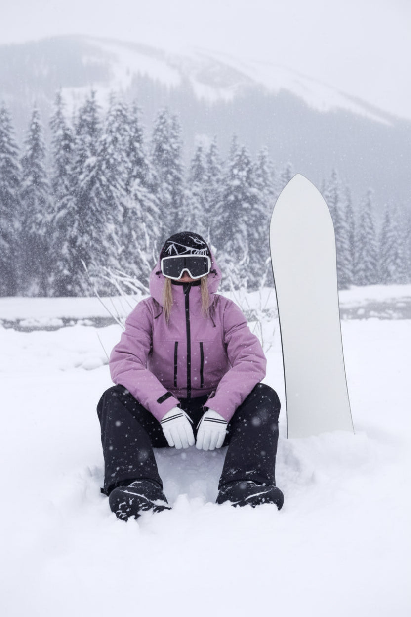 Purple unisex windproof ski & snowboard jacket, ideal for cold weather outdoor sports.