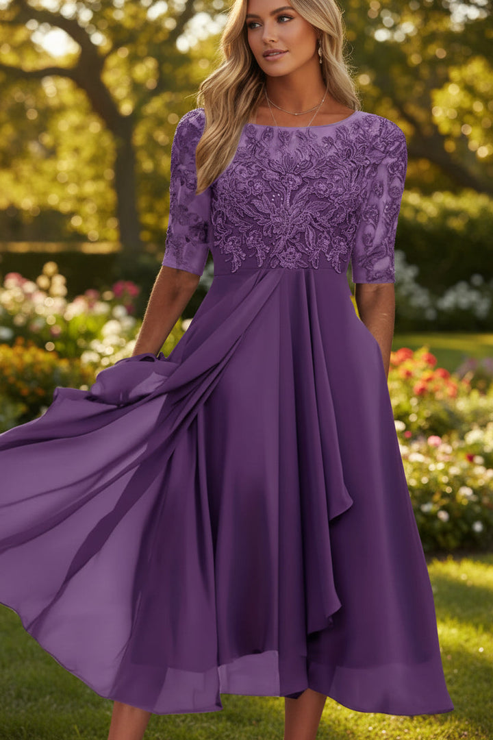 Blue Women's Flared Midi Dress with high waist, offering effortless comfort and chic everyday style.