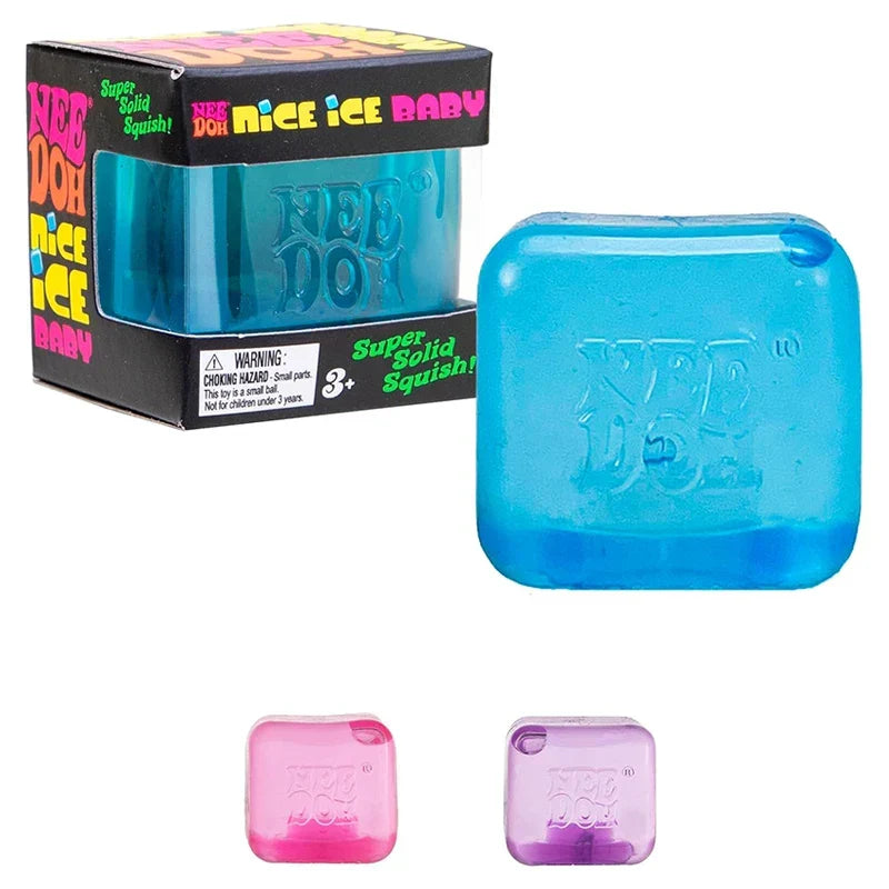Vibrant purple Zensqush sensory fidget cube. Squeezable stress relief toy, ideal for anxiety & focus aid.