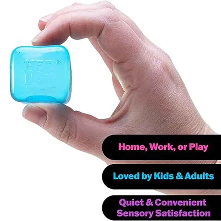 Tactile Zensqush purple sensory fidget cube, a squeezable stress relief toy for anxiety and improved focus.