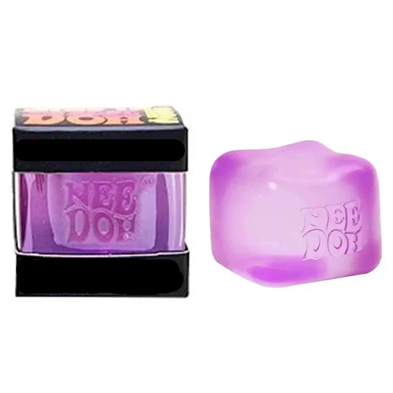 Purple Zensqush fidget cube, a squeezable sensory toy for stress relief, anxiety, and focus.