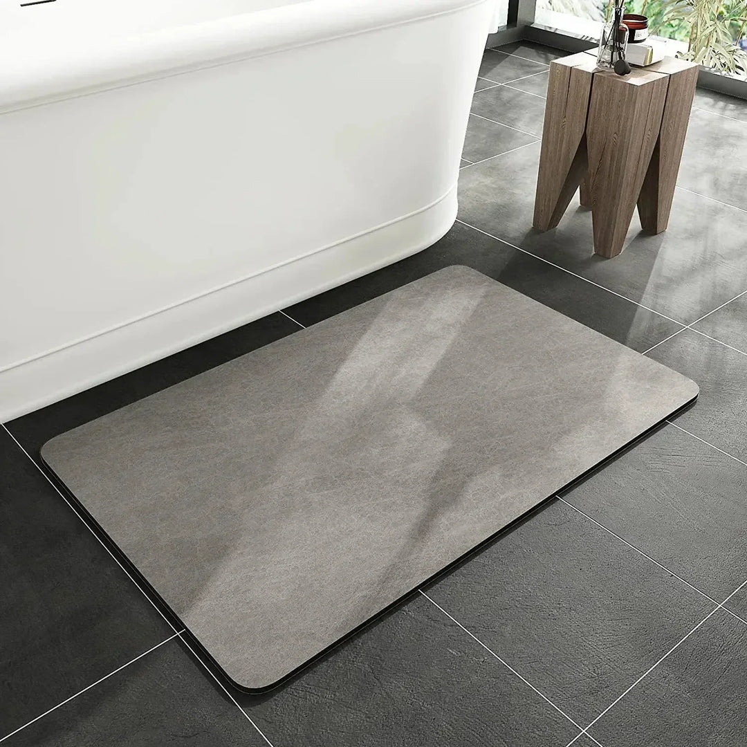 Multi-use quick dry diatomite mat: ideal as an anti-slip bath mat, absorbent entryway mat, or kitchen floor mat.