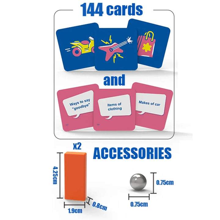 Quickleap party game cards & setup. A quick, fun challenge card game for family entertainment & social play.