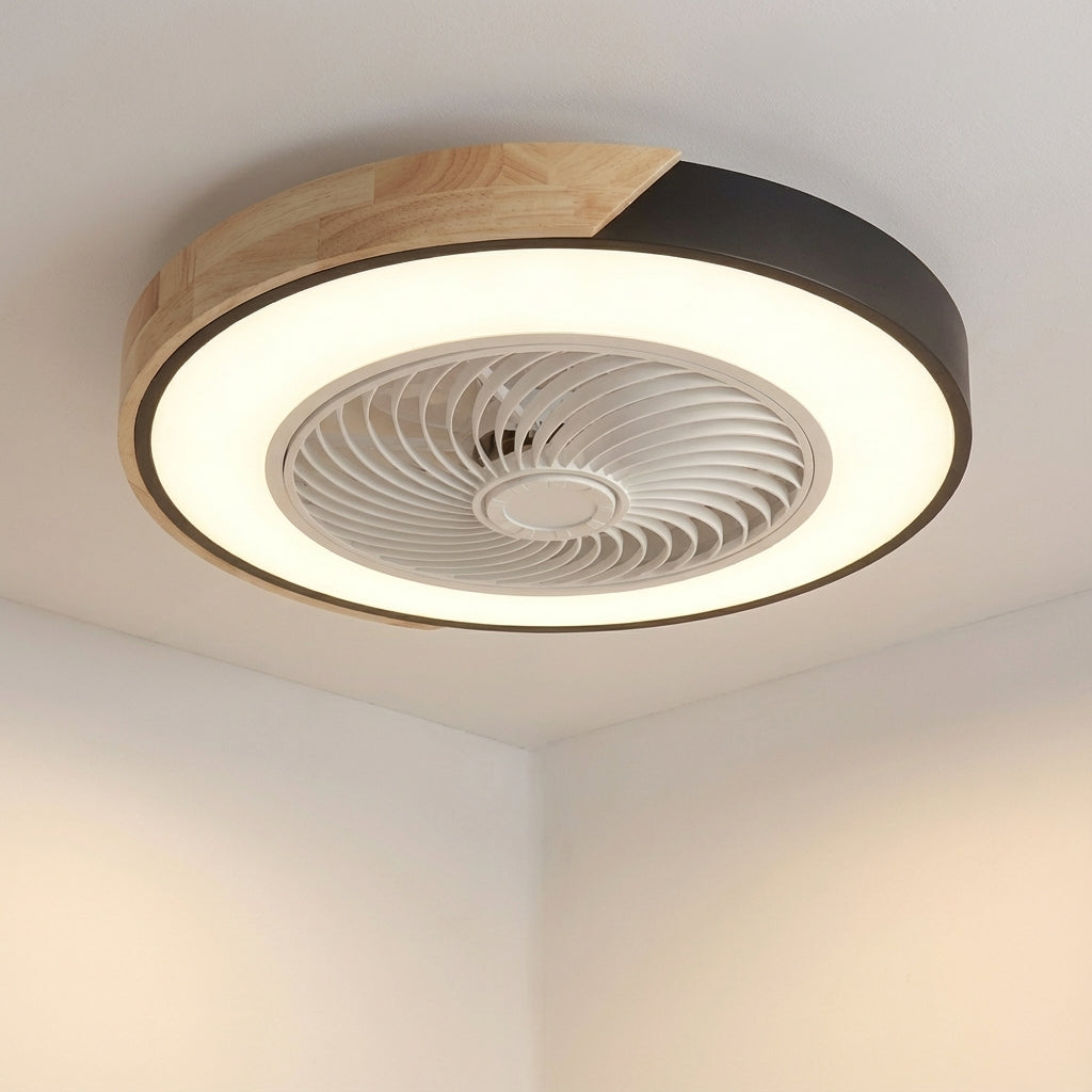 Quiet LED ceiling fan with dimmable light, remote control, and a sleek modern aesthetic.