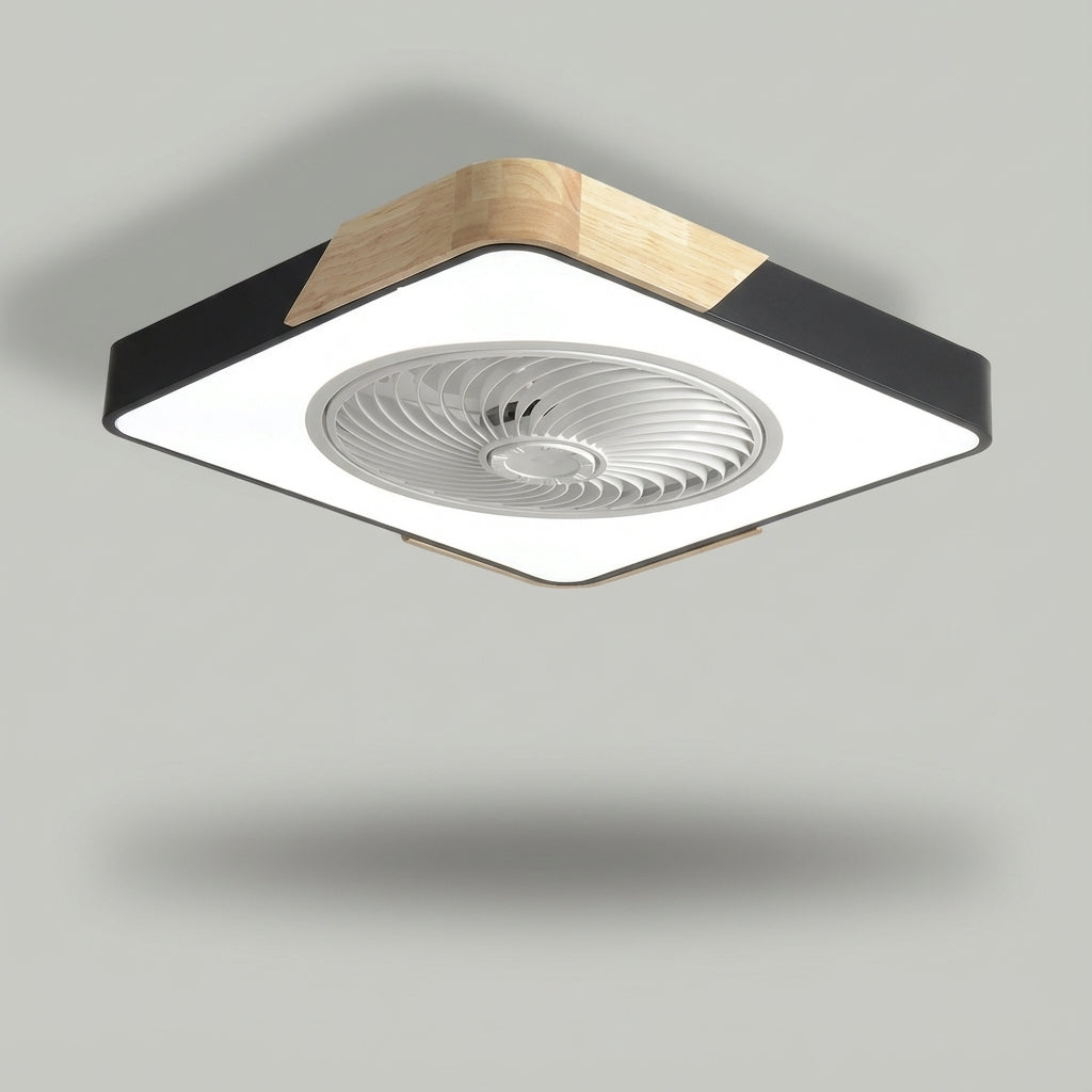 Breezora modern quiet ceiling fan with integrated dimmable LED lighting, offering remote control.