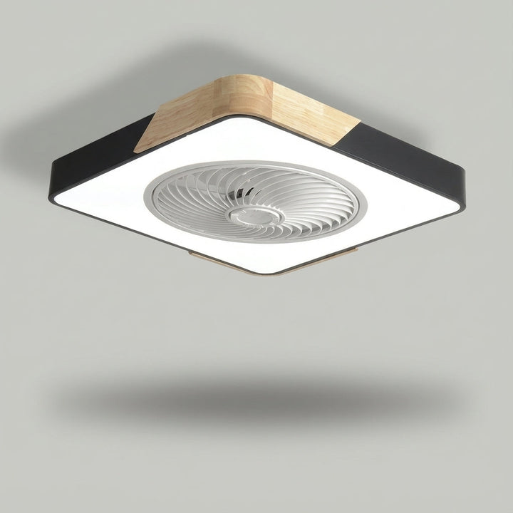 Breezora modern quiet ceiling fan with integrated dimmable LED lighting, offering remote control.
