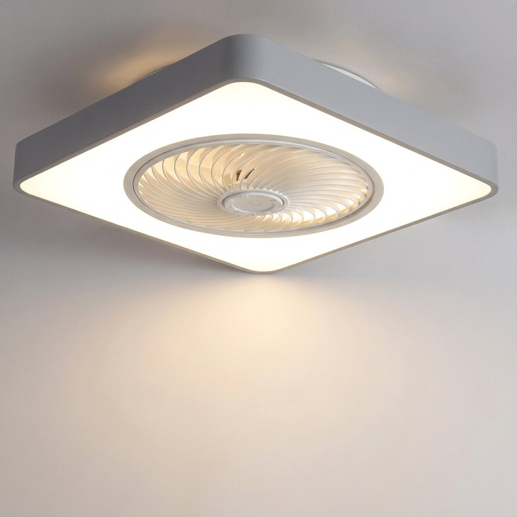 Breezora quiet ceiling fan with integrated LED light, remote control, and modern design aesthetic.