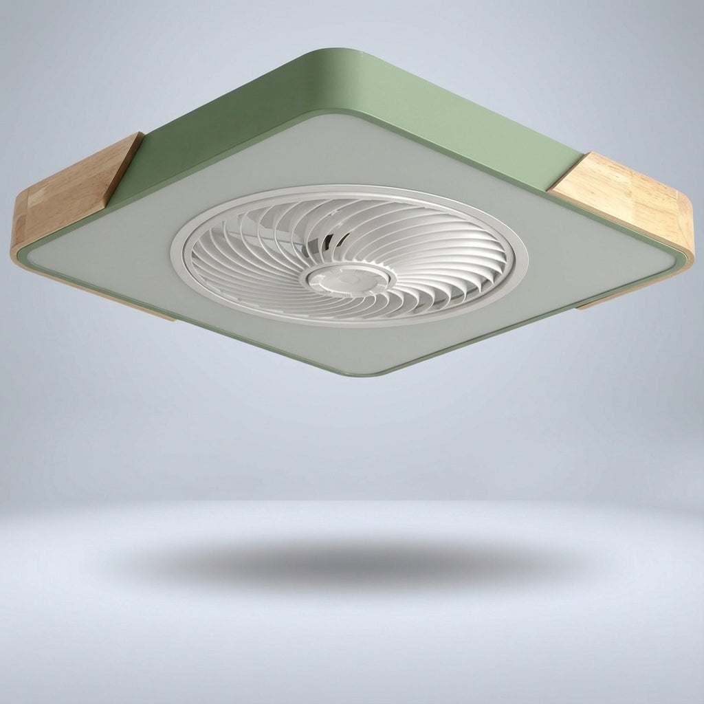 Bladeless design quiet ceiling fan with integrated dimmable LED light, a modern home fixture.