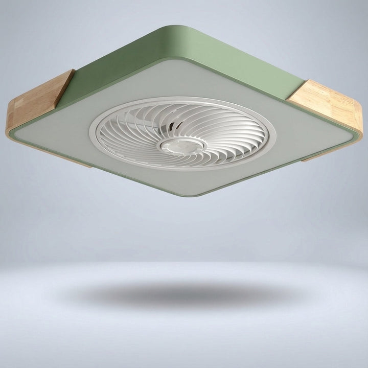 Bladeless design quiet ceiling fan with integrated dimmable LED light, a modern home fixture.