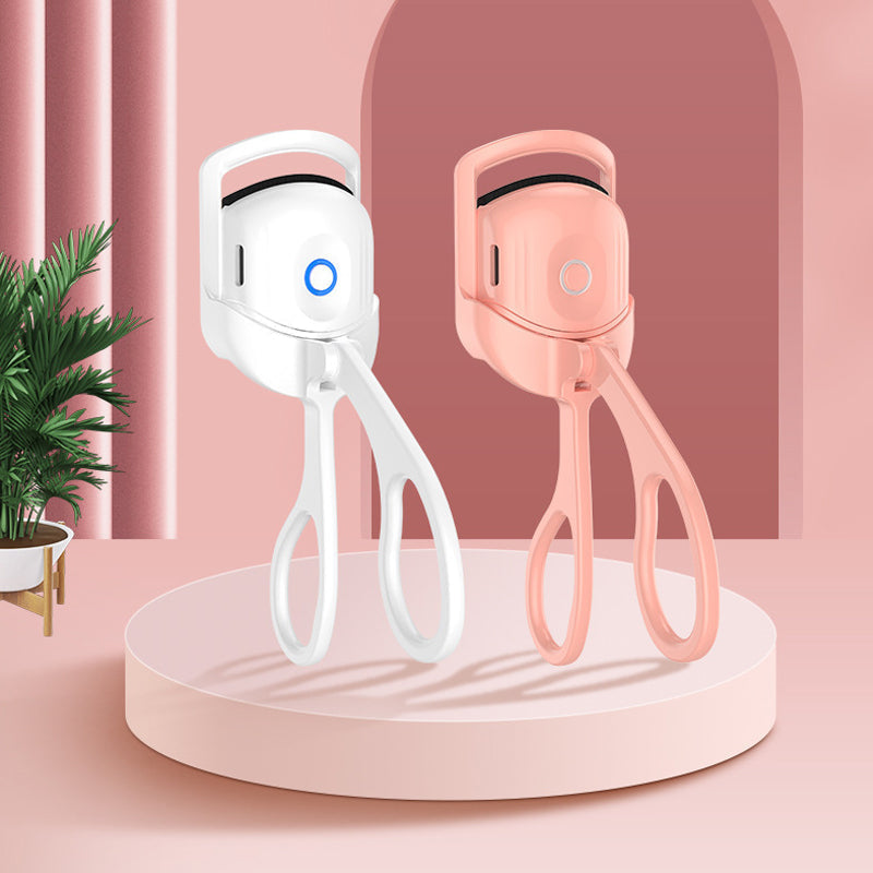 Rechargeable electric heated eyelash curler, rose gold, for long-lasting lash lift and beautiful eyes