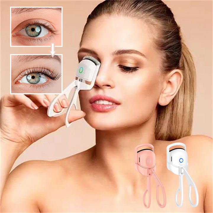 Electric heated eyelash curler with LED indicator, signaling readiness for optimal lash curling experience