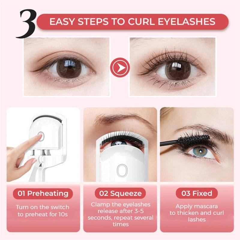 Innovative heated eyelash curler designed for women, providing a natural and dramatic lash lift