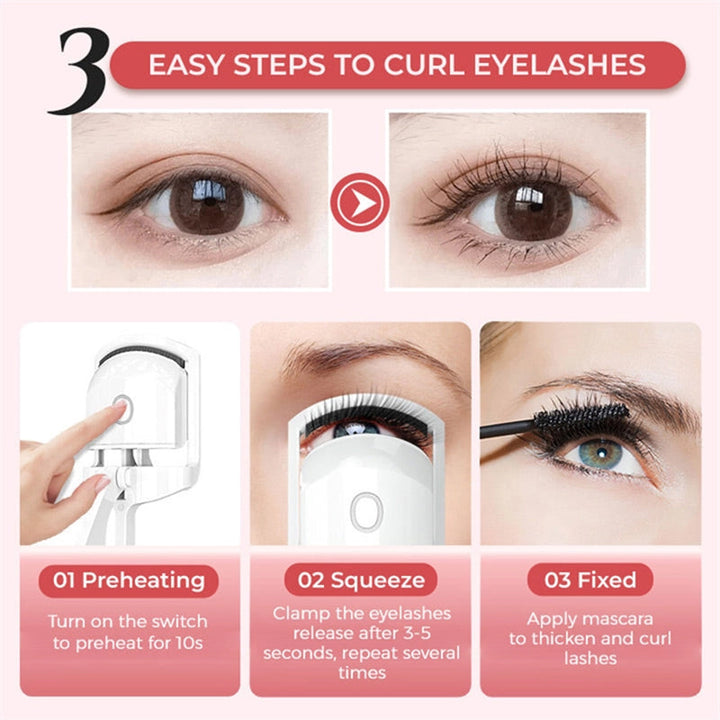 Innovative heated eyelash curler designed for women, providing a natural and dramatic lash lift