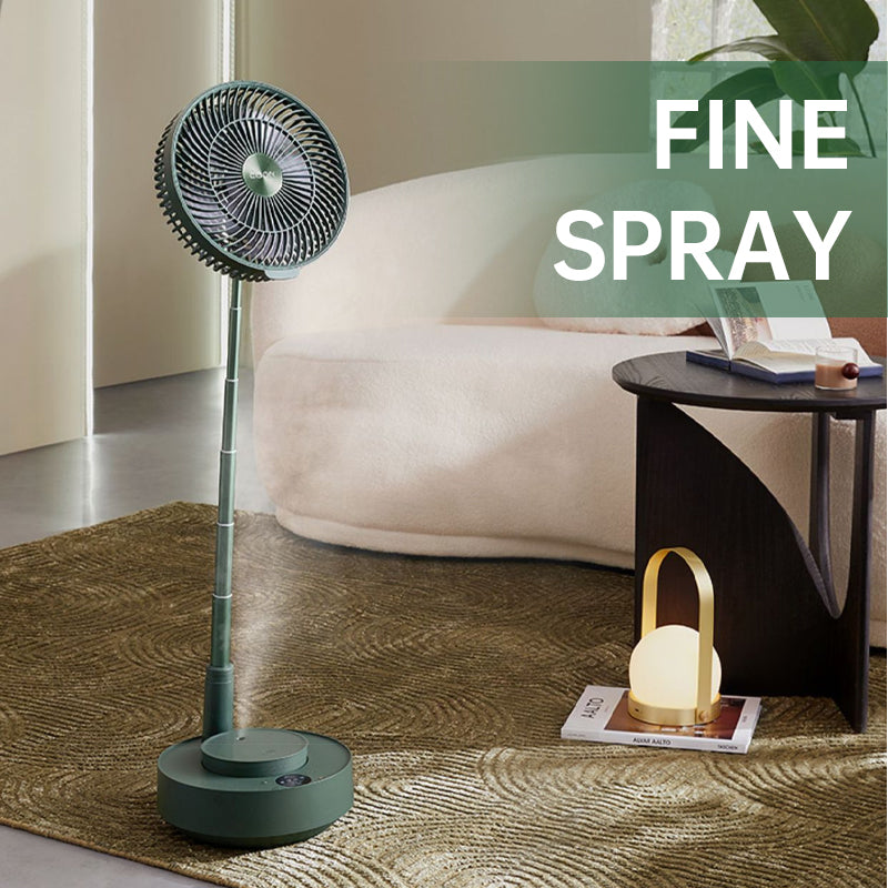 Travel-friendly fan, collapsed and lightweight, fitting into a carry-on luggage.