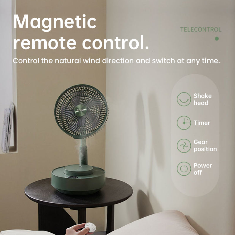 Household comfort: telescopic fan, providing cool air in a bedroom at night.