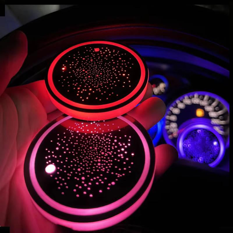 USB charging cable connected to Rechargeable LED Car Cup Holder Coaster