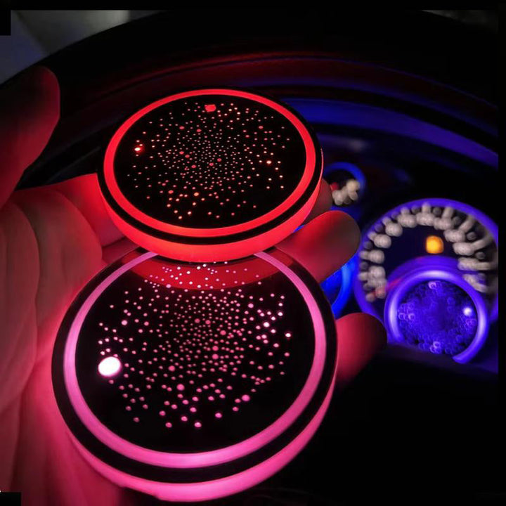 USB charging cable connected to Rechargeable LED Car Cup Holder Coaster