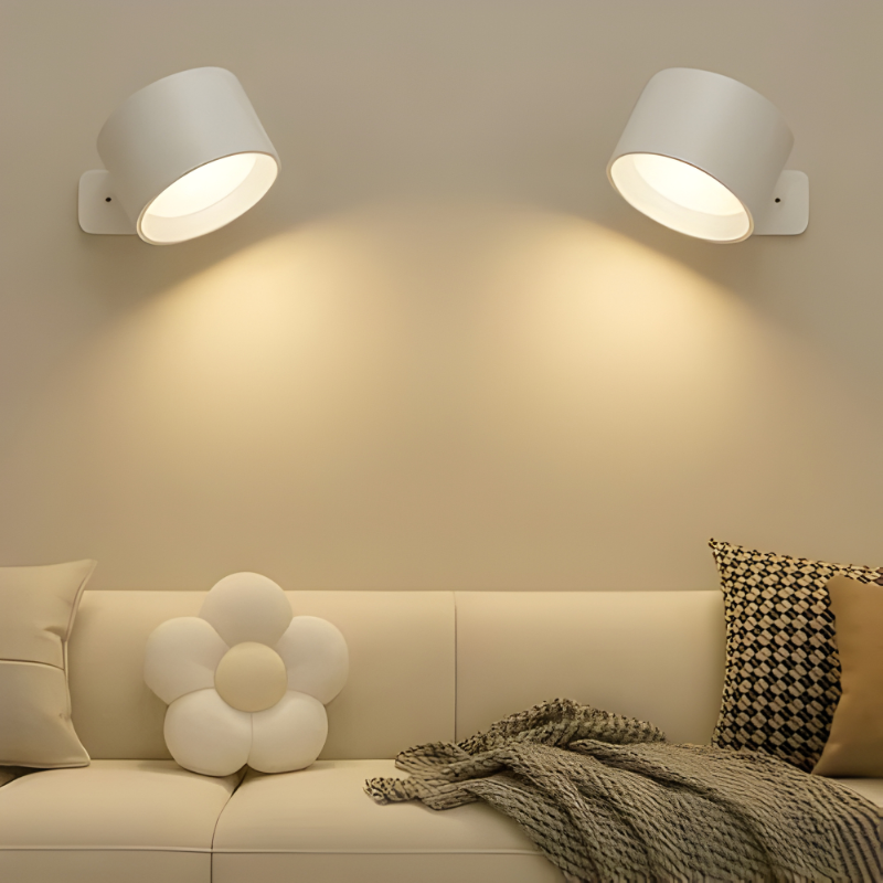 Rechargeable wall light with 360° magnetic adjustment, perfect for modern home decor.