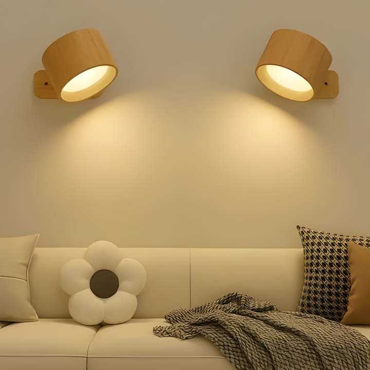 Modern rechargeable wall light, 360° magnetic rotation, touch control LED.