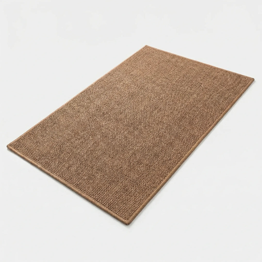 Flowique wave pattern beige/gray bath mat. Soft, absorbent, and non-slip for modern bathroom decor.