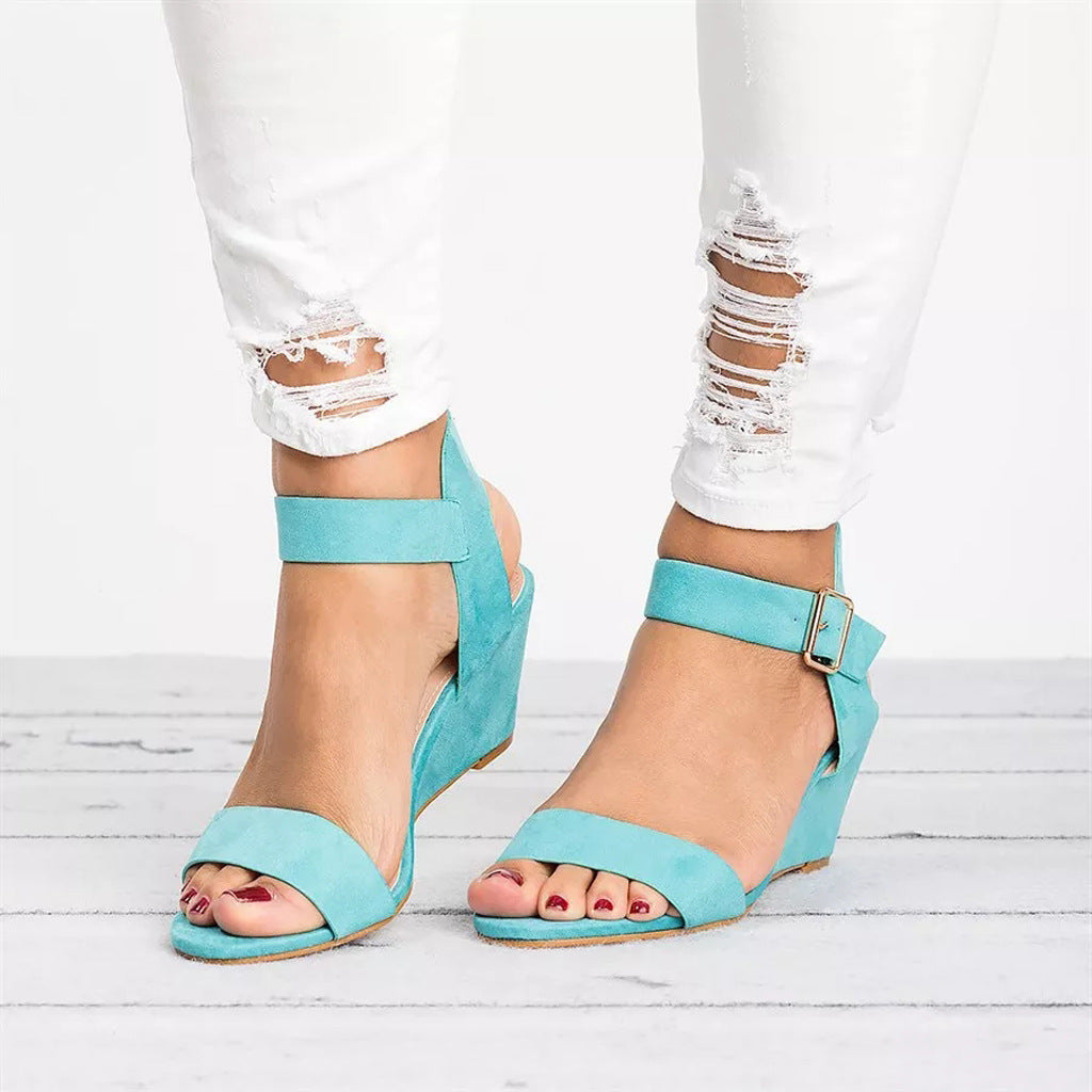 Comfortable women's ankle strap wedge sandals in various colors, stylish spring & summer shoes