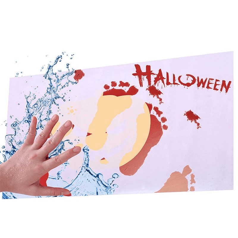 Gag gift color changing bath mat, water-activated bloody foot print, unique Halloween spooky decor