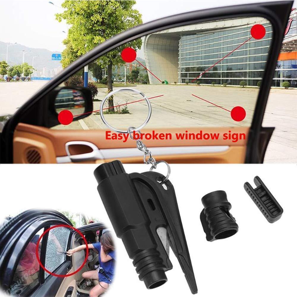 Close-up of emergency car window breaker tip, ready for quick glass shattering