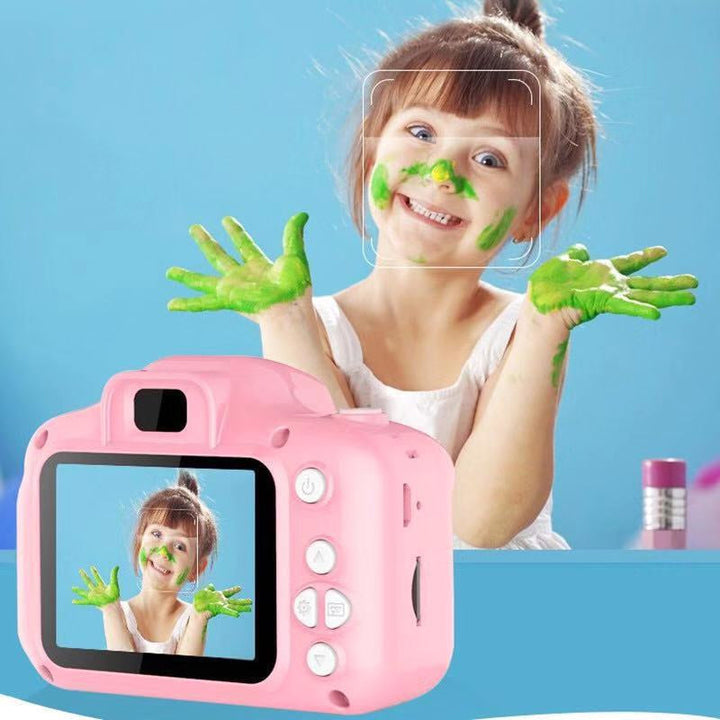 Kids' mini digital camera with a cartoon animal design, making photography fun and engaging for toddlers.