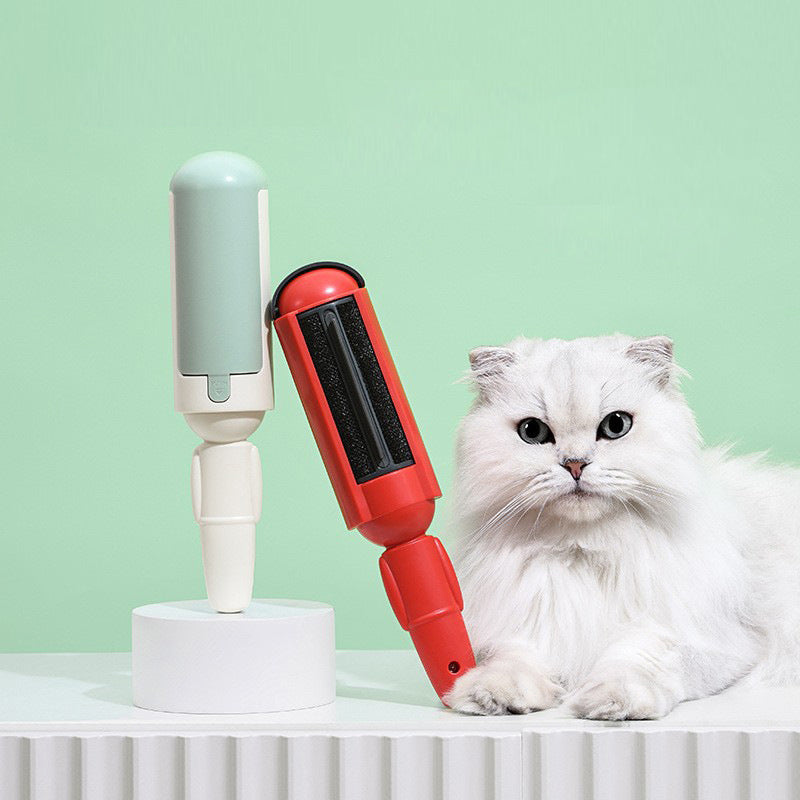 Red reusable pet hair remover roller for furniture & clothing, effective fur removal