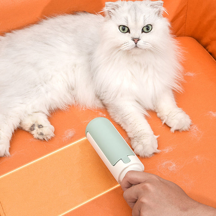Green reusable pet hair remover, lint roller for pet hair on couches & apparel