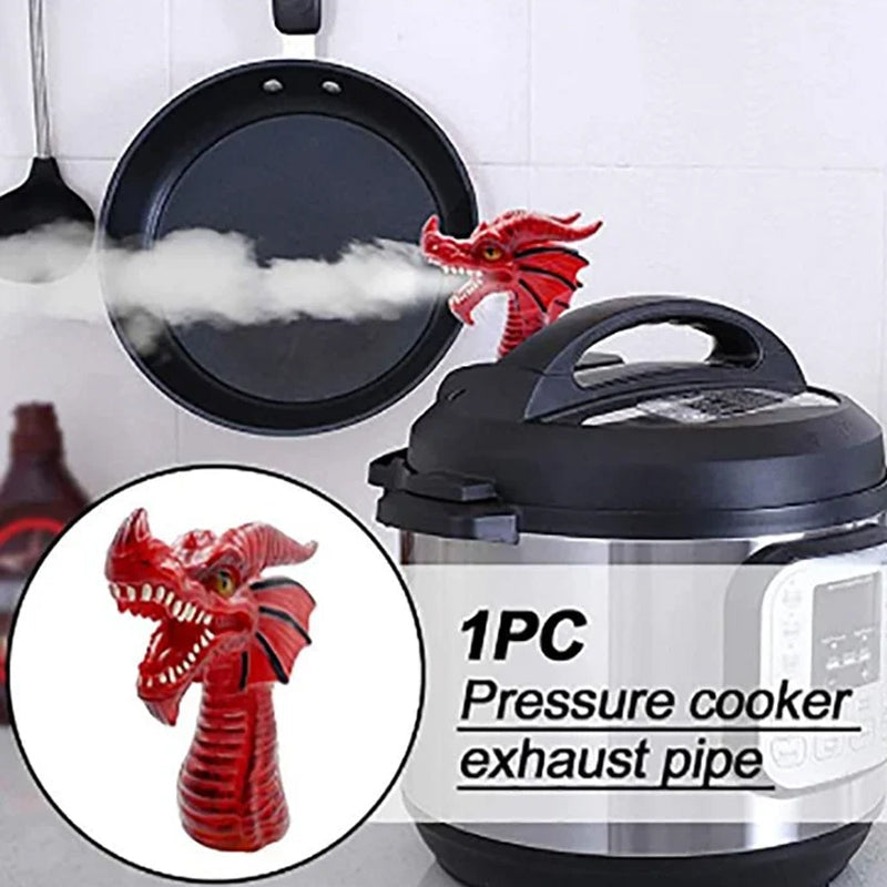 Red silicone dragon steam release diverter for Instant Pot or pressure cooker, kitchen accessory