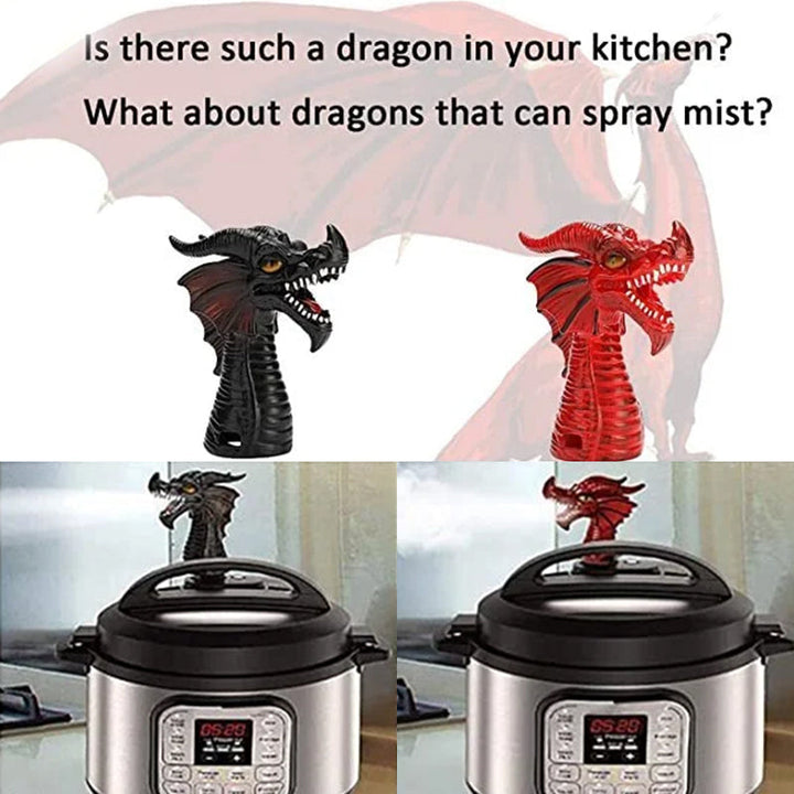 Funny dragon steam diverter, keeps kitchen cabinets dry from pressure cooker steam, red