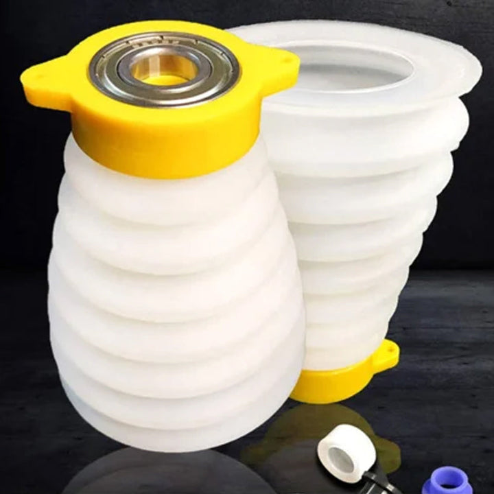 Universal silicone drill dust collector, close-up view showing flexible funnel for debris collection.