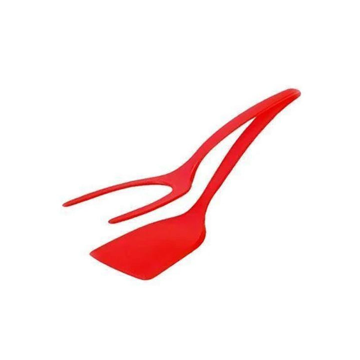 Heat-resistant silicone spatula tongs, 2-in-1 cooking tool for flipping eggs and gripping food