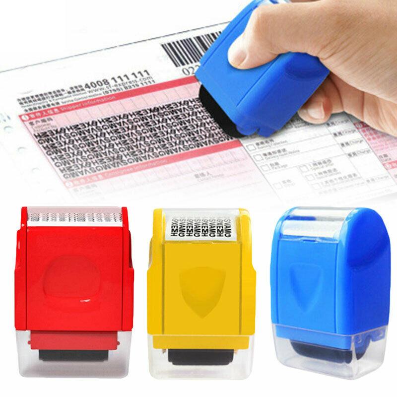 Red unisex identity protection roller stamp for document privacy