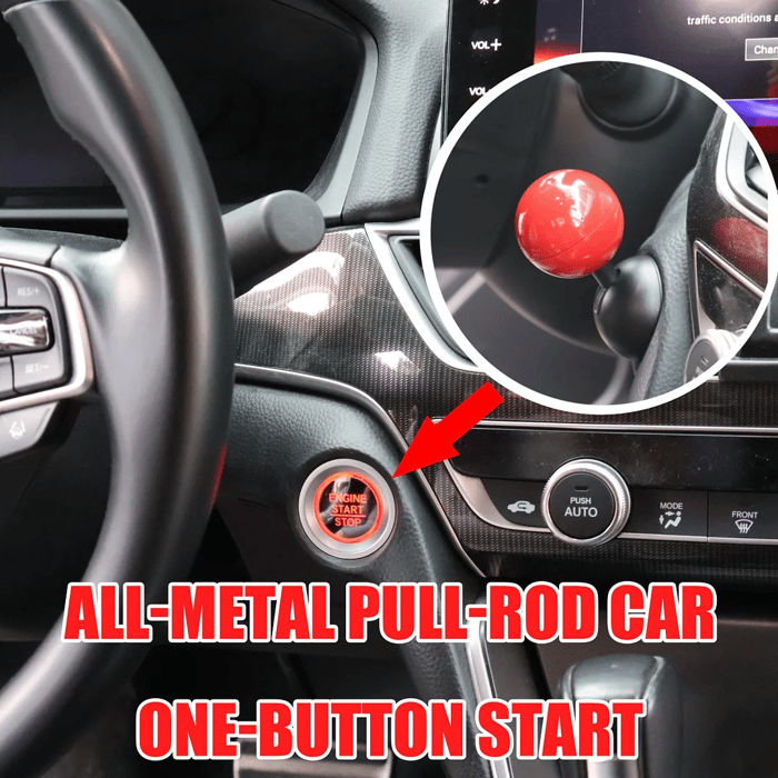 Universal car engine start stop button cover with glowing LED effect, modern car accessory