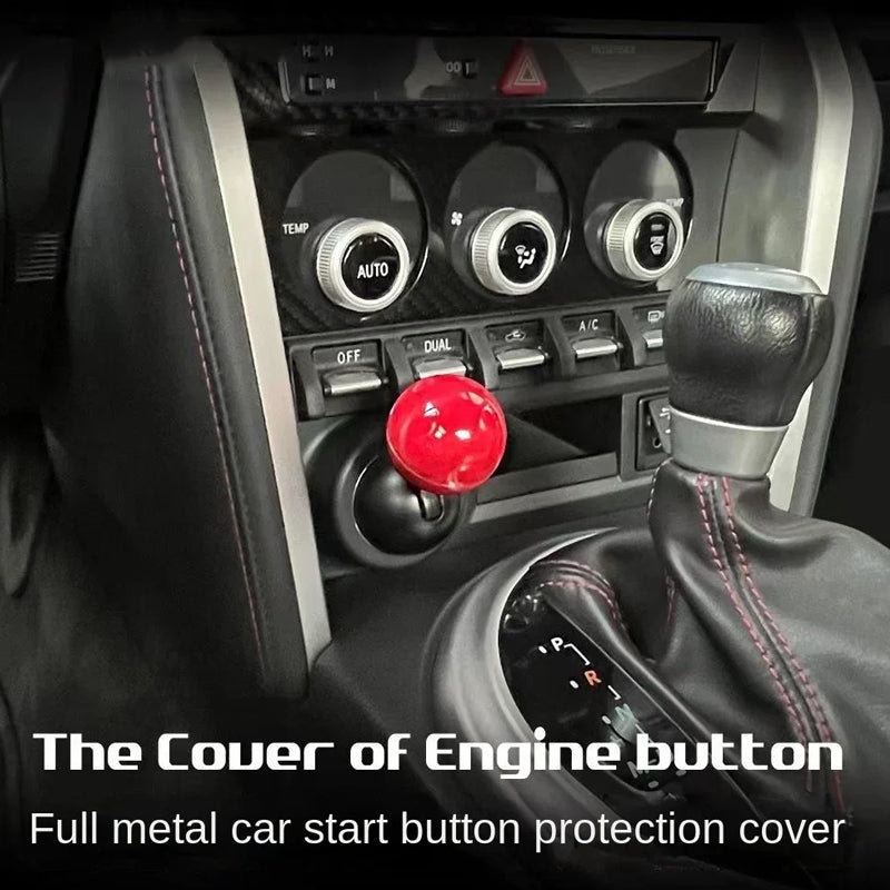 Universal car engine start stop button cover, side view, showing ergonomic joystick design