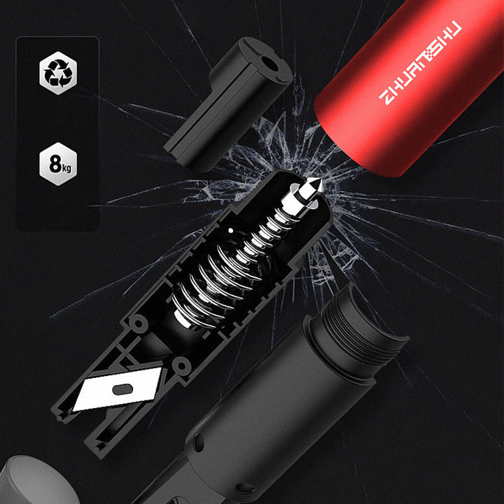 Multi-functional universal vehicle emergency tool, ideal for quick escape from a car, seat belt cutter