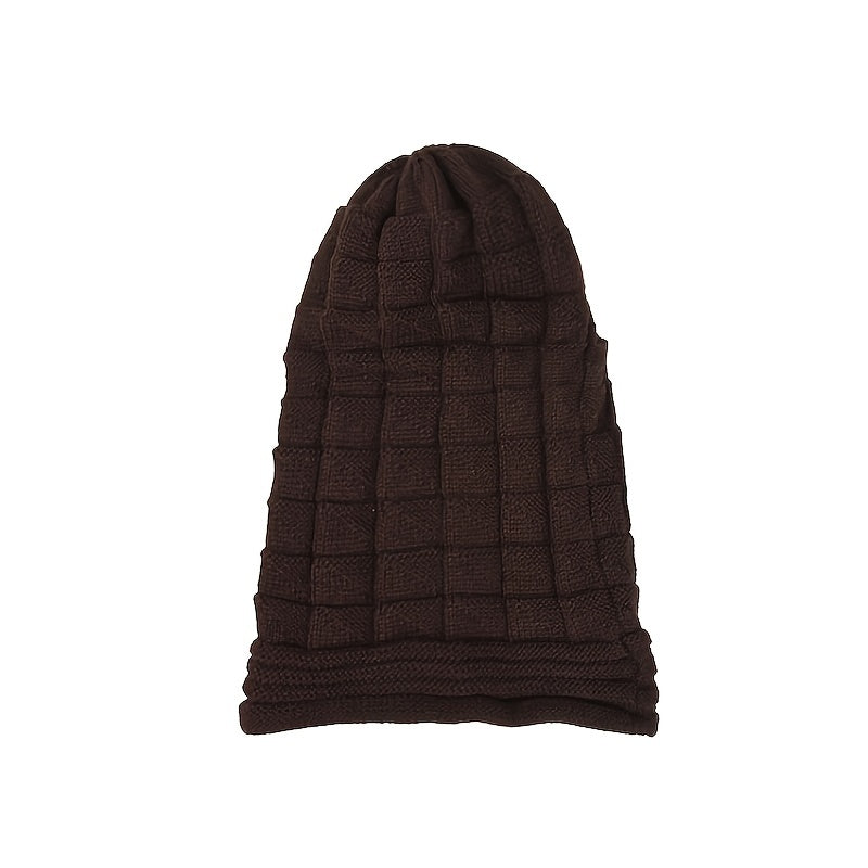 Travel-friendly women's lightweight knitted beanie, red acrylic, perfect for spring/fall.
