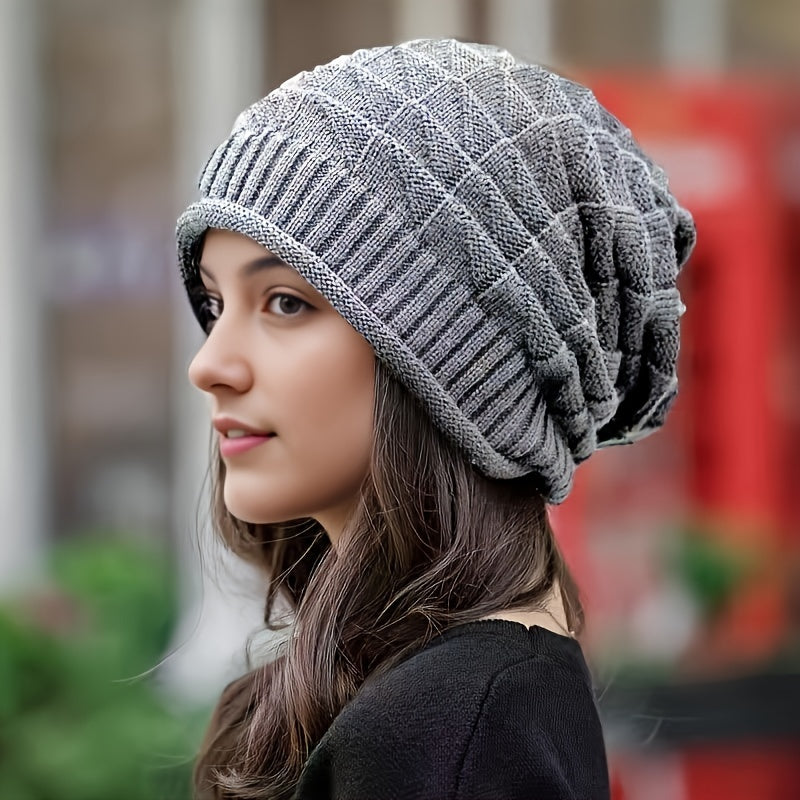 Women's Alina beanie, red knitted lightweight hat, essential for spring/autumn fashion.