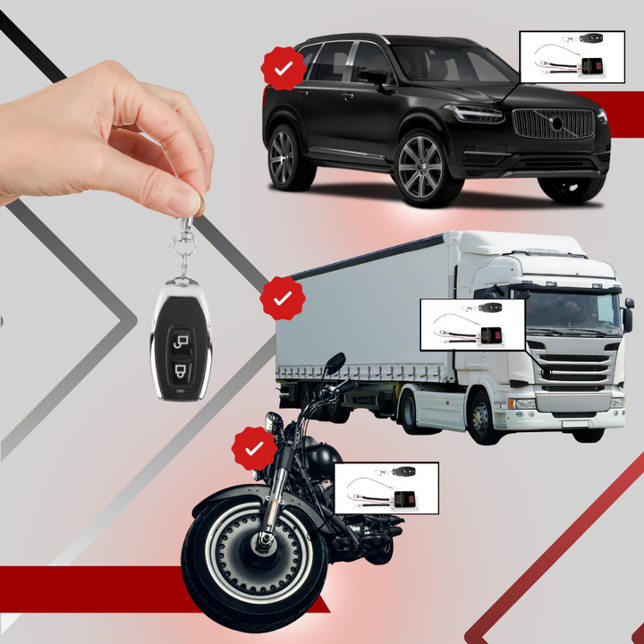 Wireless remote control battery kill switch for 12V automotive systems. Enhances vehicle security and saves battery.