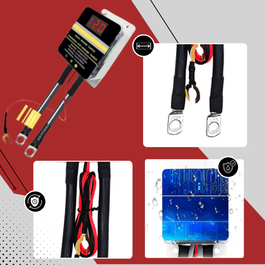 Vehicle remote battery cut-off switch. Prevents unauthorized starts and extends battery life for cars, trucks & RVs.