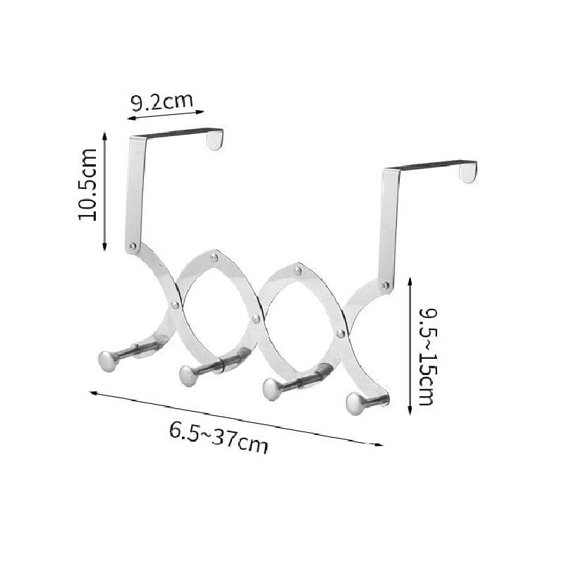 Retractable coat rack on a white door, a minimalist & effective home organization tool