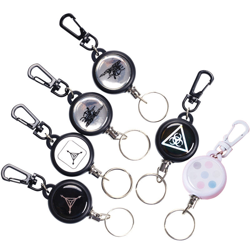 Multifunctional retractable keychain with durable wire, shown in bulk pack, great for ID badge reels.