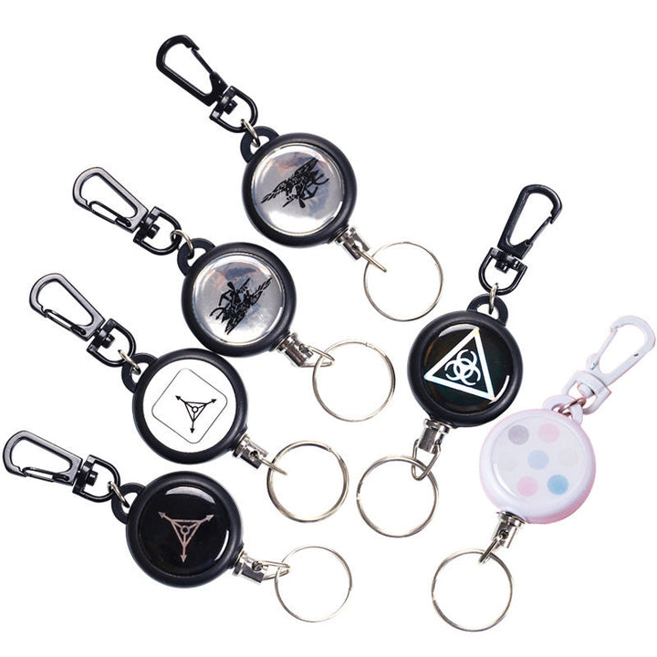 Multifunctional retractable keychain with durable wire, shown in bulk pack, great for ID badge reels.